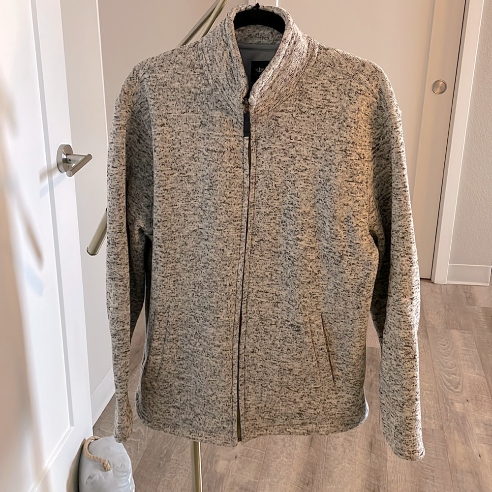 Dockers Zip-up Jacket in White and Black Heather Size XL